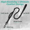 imagerabbitgoo Tactical Bungee Dog Leash with Shock Absorption Military Training Leash with 2 Padded Control Handles for Medium Large Dogs 52FT BrownBlack