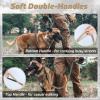 imagerabbitgoo Tactical Bungee Dog Leash with Shock Absorption Military Training Leash with 2 Padded Control Handles for Medium Large Dogs 52FT BrownBrown