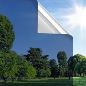 imagerabbitgoo Blackout Window Film Sun Blocking Privacy Cover for Glass Removable Opaque Room Darkening Dark Black Out Window Covers Tint Shades for Home Day Sleep Light Blocker 175 x 787 InchesBlue Silver