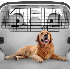 imagerabbitgoo Dog Car Barrier for SUVs Adjustable Large Pet Gate UniversalFit Divider Cargo Net HeavyDuty Wire Mesh Dog Barrier SUV Van Vehicles Subaru Car Accessories Safety Travel Standard ModelStandard Model