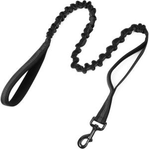 imagerabbitgoo Tactical Bungee Dog Leash with Shock Absorption Military Training Leash with 2 Padded Control Handles for Medium Large Dogs 52FT BrownBlack
