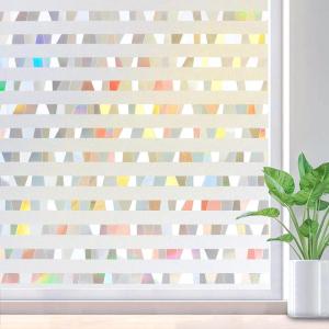 imagerabbitgoo Window Privacy Film Frosted Glass Decorative Static Cling Sticker Sun Blocking Vinyl Covering for Home Kitchen Living Room Bathroom Black 175 x 787 inchesClear
