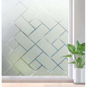 imagerabbitgoo Window Privacy Film Frosted Glass Decorative Static Cling Sticker Sun Blocking Vinyl Covering for Home Kitchen Living Room Bathroom Black 175 x 787 inchesFrosted