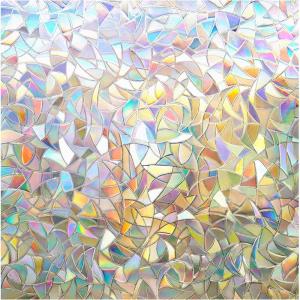imagerabbitgoo Window Privacy Film Rainbow Film Decorative Window Sticker 3D Static Stained Glass Cling Tint for Room Darkening Day Sleep Black 175 x 787 inchesClear