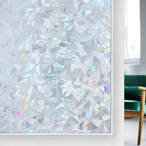 imagerabbitgoo Window Privacy Film Rainbow Film Decorative Window Sticker 3D Static Stained Glass Cling Tint for Room Darkening Day Sleep Black 175 x 787 inchesSilver