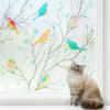 imagerabbitgoo Window Privacy Film Frosted Glass Window Film Stained Glass Removable Decorative Privacy Sticker Non Adhesive UV Blocking Front Door Covering for Home 3D Autumn Leaf 175quot x 787quotFrosted Bird Pattern