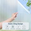imagerabbitgoo Reeded Glass Window Privacy Film Non Adhesive Frosted Window Film UV Heat Blocking Decorative Vinyl Daytime Privacy Clings for Bathroom Living Room 175 x 787 InchesReeded