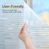 imagerabbitgoo Reeded Glass Window Privacy Film Non Adhesive Frosted Window Film UV Heat Blocking Decorative Vinyl Daytime Privacy Clings for Bathroom Living Room 175 x 787 InchesStriped