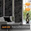 imagerabbitgoo Total Blackout Window Film Sun Blocking Black Privacy Window Film Light Blocker Stained Glass Thermal Cling Heat Control Room Darkening Glass Sticker for Door Covering 175quot x 787quotBlack