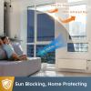imagerabbitgoo Total Blackout Window Film Sun Blocking Room Darkening Window Cling Static Cling Heat Blocking Shade Removable Tint for Day Sleepers Matte Black 175quot x 787quotBlue Silver