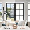 imagerabbitgoo Total Blackout Window Film Sun Blocking Room Darkening Window Cling Static Cling Heat Blocking Shade Removable Tint for Day Sleepers Matte Black 175quot x 787quotMatte White