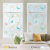 imagerabbitgoo Window Privacy Film Frosted Glass Window Film Stained Glass Removable Decorative Privacy Sticker Non Adhesive UV Blocking Front Door Covering for Home 3D Autumn Leaf 175quot x 787quotFrosted Bird Pattern