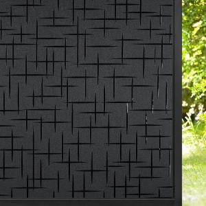 imagerabbitgoo Blackout Window Film Sun Light Blocking Room Darkening Privacy Window Cover Removable Day Sleep Black Out Shades Tint for Home Frosted Glass Film 3D Cross Black 175quot x 787quotBlack