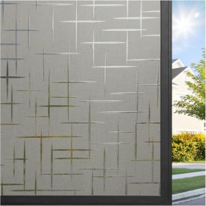 imagerabbitgoo Blackout Window Film Sun Light Blocking Room Darkening Privacy Window Cover Removable Day Sleep Black Out Shades Tint for Home Frosted Glass Film 3D Cross Black 175quot x 787quotTaupe