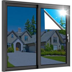 imagerabbitgoo One Way Window Privacy Film Window Tint for Home Reflective Heat Control Sun Blocking Anti UV See Out Not in Glass Door Covering Tinting Film 175 in X 65 Feet Blue SilverBlue Silver