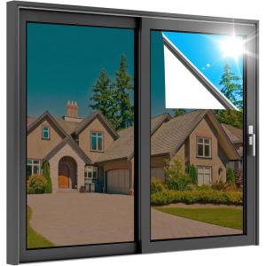 imagerabbitgoo One Way Window Privacy Film Window Tint for Home Reflective Heat Control Sun Blocking Anti UV See Out Not in Glass Door Covering Tinting Film 175 in X 65 Feet Blue SilverBrown Silver
