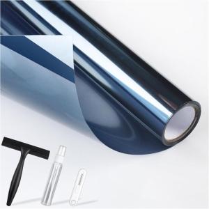 imagerabbitgoo One Way Window Privacy Film with Kit Window Tint for Home UV Heat Blocking Static Cling Sun Blocker Light Darkening Reflective Mirror Covering See Out Not in 175 in X 65 Feet Black SilverBlue Silver