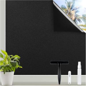 imagerabbitgoo One Way Window Privacy Film with Kit Window Tint for Home UV Heat Blocking Static Cling Sun Blocker Light Darkening Reflective Mirror Covering See Out Not in 175 in X 65 Feet Black SilverBlack