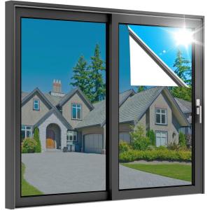 imagerabbitgoo Total Blackout Window Film Sun Blocking Black Privacy Window Film Light Blocker Stained Glass Thermal Cling Heat Control Room Darkening Glass Sticker for Door Covering 175quot x 787quotSilver
