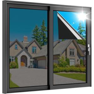 imagerabbitgoo Total Blackout Window Film Sun Blocking Black Privacy Window Film Light Blocker Stained Glass Thermal Cling Heat Control Room Darkening Glass Sticker for Door Covering 175quot x 787quotBlack Black