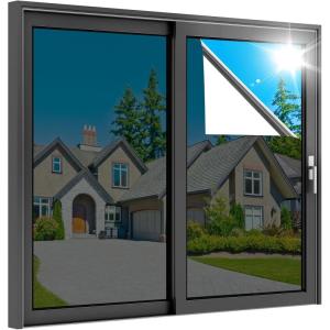 imagerabbitgoo Total Blackout Window Film Sun Blocking Black Privacy Window Film Light Blocker Stained Glass Thermal Cling Heat Control Room Darkening Glass Sticker for Door Covering 175quot x 787quotBlack Silver