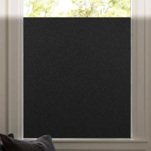 imagerabbitgoo Total Blackout Window Film Sun Blocking Room Darkening Window Cling Static Cling Heat Blocking Shade Removable Tint for Day Sleepers Matte Black 175quot x 787quotMatte Black