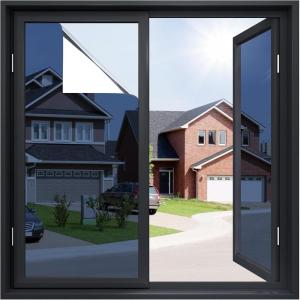 imagerabbitgoo Total Blackout Window Film Sun Blocking Room Darkening Window Cling Static Cling Heat Blocking Shade Removable Tint for Day Sleepers Matte Black 175quot x 787quotBlue Silver