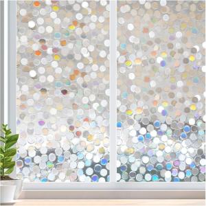 imagerabbitgoo Total Blackout Window Film Sun Light Blocking Privacy Window Film Black Room Darkening Glass Cover Stained Glass Static Cling Sticker 3D Pebble Black 175 x 787 inchesCircle