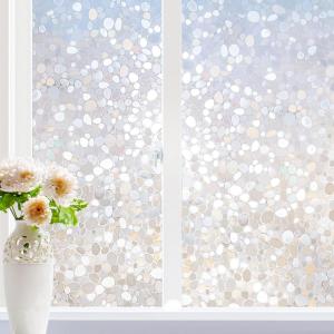 imagerabbitgoo Total Blackout Window Film Sun Light Blocking Privacy Window Film Black Room Darkening Glass Cover Stained Glass Static Cling Sticker 3D Pebble Black 175 x 787 inchesClear