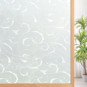 imagerabbitgoo Window Privacy Film Frosted Glass Window Film Stained Glass Removable Decorative Privacy Sticker Non Adhesive UV Blocking Front Door Covering for Home 3D Autumn Leaf 175quot x 787quotFloral Pattern