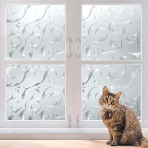 imagerabbitgoo Window Privacy Film Frosted Glass Window Film Stained Glass Removable Decorative Privacy Sticker Non Adhesive UV Blocking Front Door Covering for Home 3D Autumn Leaf 175quot x 787quot3d Vine