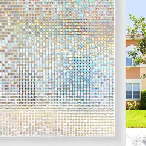 imagerabbitgoo Window Privacy Film Rainbow Window Film Mosaic Decorative Stained Glass Cling Removable Static Cling Tint UV Blocking NonAdhesive Privacy Covering 175 x 787 inchesClear