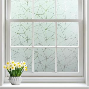 imagerabbitgoo Window Privacy Film with Decorative Triangle Pattern NonAdhesive Frosted Glass Window Film for Bathroom UV Blocking Vinyl Sticker for Glass Door Covering 175 x 787 Inches236 x 1181