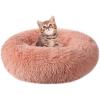 imagerabbitgoo Cat Beds for Indoor Cats 20 inches Cat Bed Machine Washable Fluffy Round Pet Bed NonSlip Calming Soft Plush Donut Cuddler Cushion Self Warming for Small Dogs Kittens Light Pink MediumPink