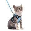 imagerabbitgoo Cat Harness and Leash Set for Walking Escape Proof Adjustable Soft Kittens Vest with Reflective Strip for Cats Comfortable Outdoor Vest Purple SLight Blue