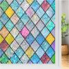 imagerabbitgoo Stained Glass Window Film Rainbow Film Decorative 3D Privacy Sticker Colorful Lattice Window Decals Cling Sun Catcher Static Decals for Home 175quot787quot175 x 787