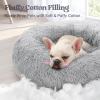 imagerabbitgoo Cat Beds for Indoor Cats 20 inches Cat Bed Machine Washable Fluffy Round Pet Bed NonSlip Calming Soft Plush Donut Cuddler Cushion Self Warming for Small Dogs Kittens Light Pink MediumLight Grey