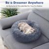 imagerabbitgoo Cat Beds for Indoor Cats 20 inches Cat Bed Machine Washable Fluffy Round Pet Bed NonSlip Calming Soft Plush Donut Cuddler Cushion Self Warming for Small Dogs Kittens Light Pink MediumDark Grey