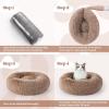imagerabbitgoo Cat Beds for Indoor Cats 20 inches Cat Bed Machine Washable Fluffy Round Pet Bed NonSlip Calming Soft Plush Donut Cuddler Cushion Self Warming for Small Dogs Kittens Light Pink MediumLight Brown