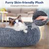 imagerabbitgoo Cat Beds for Indoor Cats 20 inches Cat Bed Machine Washable Fluffy Round Pet Bed NonSlip Calming Soft Plush Donut Cuddler Cushion Self Warming for Small Dogs Kittens Light Pink MediumDark Grey