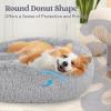 imagerabbitgoo Cat Beds for Indoor Cats 20 inches Cat Bed Machine Washable Fluffy Round Pet Bed NonSlip Calming Soft Plush Donut Cuddler Cushion Self Warming for Small Dogs Kittens Light Pink MediumLight Grey