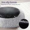 imagerabbitgoo Cat Beds for Indoor Cats 20 inches Cat Bed Machine Washable Fluffy Round Pet Bed NonSlip Calming Soft Plush Donut Cuddler Cushion Self Warming for Small Dogs Kittens Light Pink MediumLight Grey