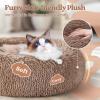 imagerabbitgoo Cat Beds for Indoor Cats 20 inches Cat Bed Machine Washable Fluffy Round Pet Bed NonSlip Calming Soft Plush Donut Cuddler Cushion Self Warming for Small Dogs Kittens Light Pink MediumLight Brown