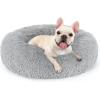 imagerabbitgoo Cat Beds for Indoor Cats 20 inches Cat Bed Machine Washable Fluffy Round Pet Bed NonSlip Calming Soft Plush Donut Cuddler Cushion Self Warming for Small Dogs Kittens Light Pink MediumLight Grey