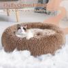 imagerabbitgoo Cat Beds for Indoor Cats 20 inches Cat Bed Machine Washable Fluffy Round Pet Bed NonSlip Calming Soft Plush Donut Cuddler Cushion Self Warming for Small Dogs Kittens Light Pink MediumLight Brown
