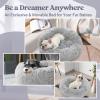 imagerabbitgoo Cat Beds for Indoor Cats 20 inches Cat Bed Machine Washable Fluffy Round Pet Bed NonSlip Calming Soft Plush Donut Cuddler Cushion Self Warming for Small Dogs Kittens Light Pink MediumLight Grey