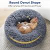 imagerabbitgoo Cat Beds for Indoor Cats 20 inches Cat Bed Machine Washable Fluffy Round Pet Bed NonSlip Calming Soft Plush Donut Cuddler Cushion Self Warming for Small Dogs Kittens Light Pink MediumDark Grey
