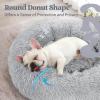 imagerabbitgoo Cat Beds for Indoor Cats 20 inches Cat Bed Machine Washable Fluffy Round Pet Bed NonSlip Calming Soft Plush Donut Cuddler Cushion Self Warming for Small Dogs Kittens Light Pink MediumLight Grey