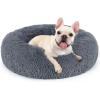 imagerabbitgoo Cat Beds for Indoor Cats 20 inches Cat Bed Machine Washable Fluffy Round Pet Bed NonSlip Calming Soft Plush Donut Cuddler Cushion Self Warming for Small Dogs Kittens Light Pink MediumDark Grey