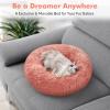 imagerabbitgoo Cat Beds for Indoor Cats 20 inches Cat Bed Machine Washable Fluffy Round Pet Bed NonSlip Calming Soft Plush Donut Cuddler Cushion Self Warming for Small Dogs Kittens Light Pink MediumPink